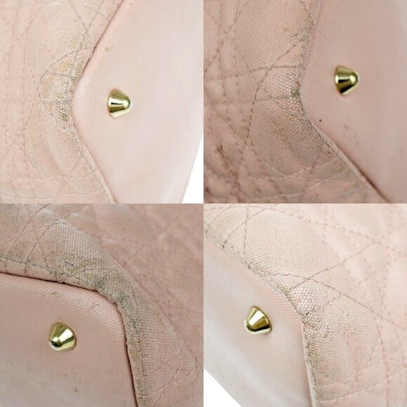 CHRISTIAN DIOR Panarea Cannage Shoulder Bag Coating Canvas Leather Pink 88YH016 - Picture 7 of 16